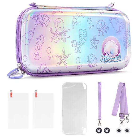 NEW Belle&Birdie Mermaid Switch OLED Case Purple Hard Shell Handbag Gaming - Picture 1 of 6